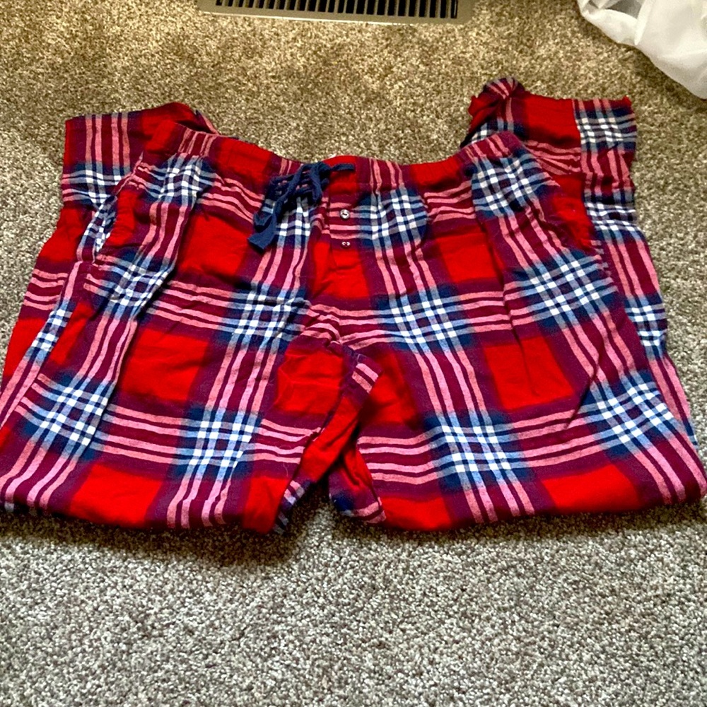 plad flannel red pants